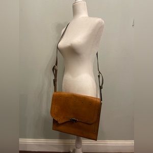 Vintage Handmade Leather Crossbody Rustic Messenger Style Bag Purse